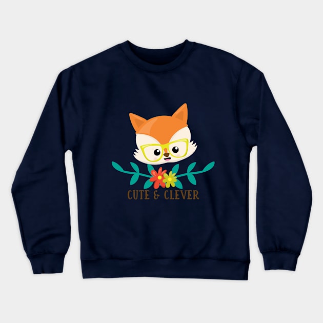 Cute & Clever Fox Graphic Crewneck Sweatshirt by AmandaV